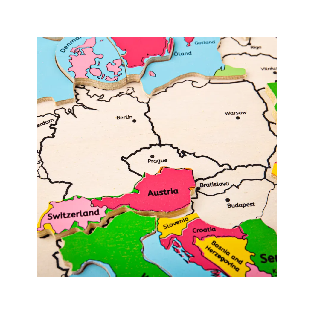 Mapa Europy - Drewniane Puzzle dla Dzieci 30 x 38 cm - Zabawka Edukacyjna - BigJigs Toys