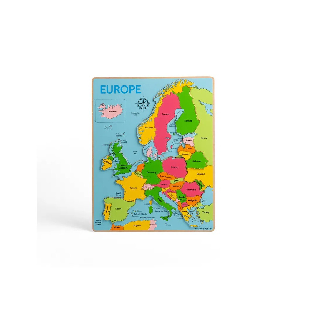 Mapa Europy - Drewniane Puzzle dla Dzieci 30 x 38 cm - Zabawka Edukacyjna - BigJigs Toys