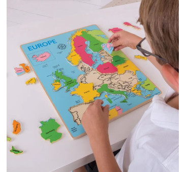 Mapa Europy - Drewniane Puzzle dla Dzieci 30 x 38 cm - Zabawka Edukacyjna - BigJigs Toys
