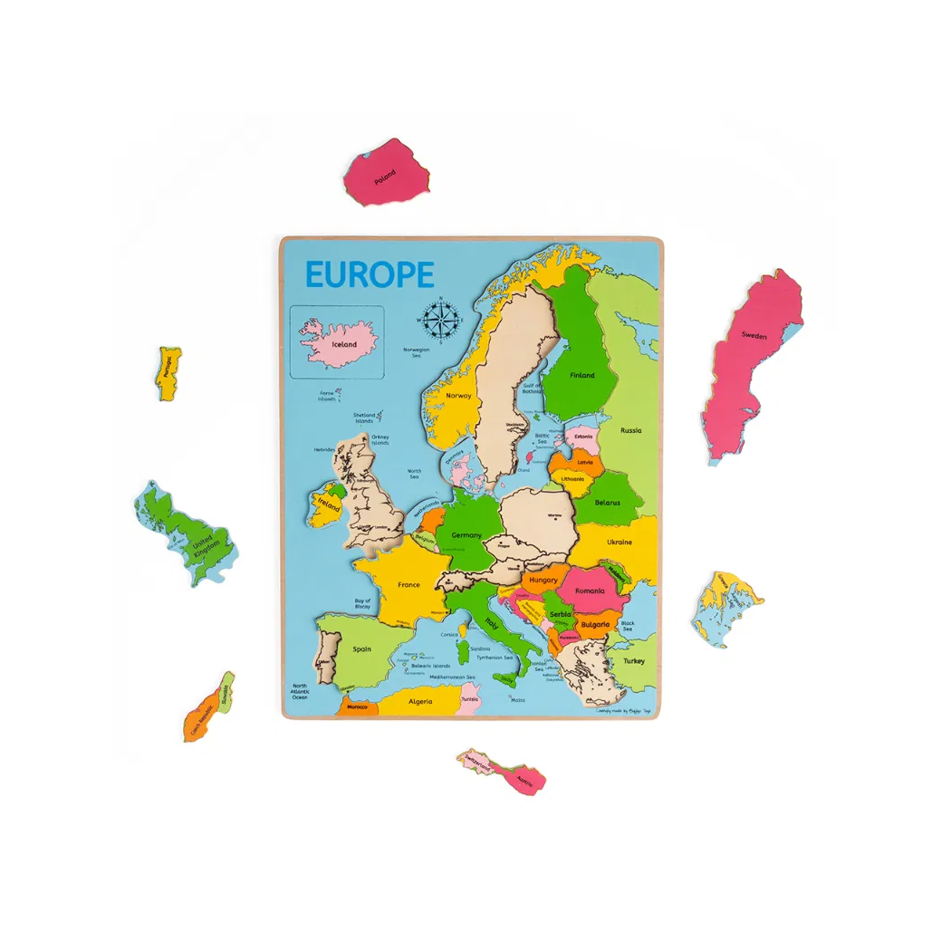 Mapa Europy - Drewniane Puzzle dla Dzieci 30 x 38 cm - Zabawka Edukacyjna - BigJigs Toys
