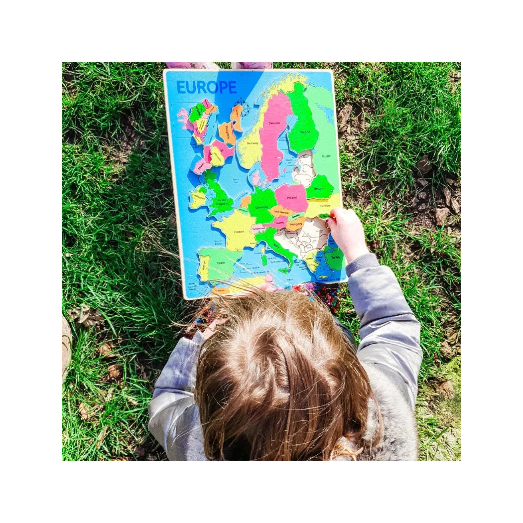 Mapa Europy - Drewniane Puzzle dla Dzieci 30 x 38 cm - Zabawka Edukacyjna - BigJigs Toys