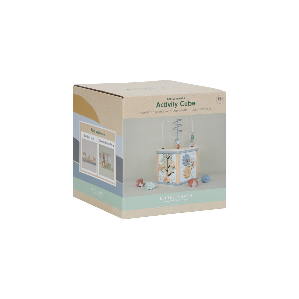 Forest Friends - Drewniana Kostka Edukacyjna Aktywizująca Manipulacyjna - Little Dutch