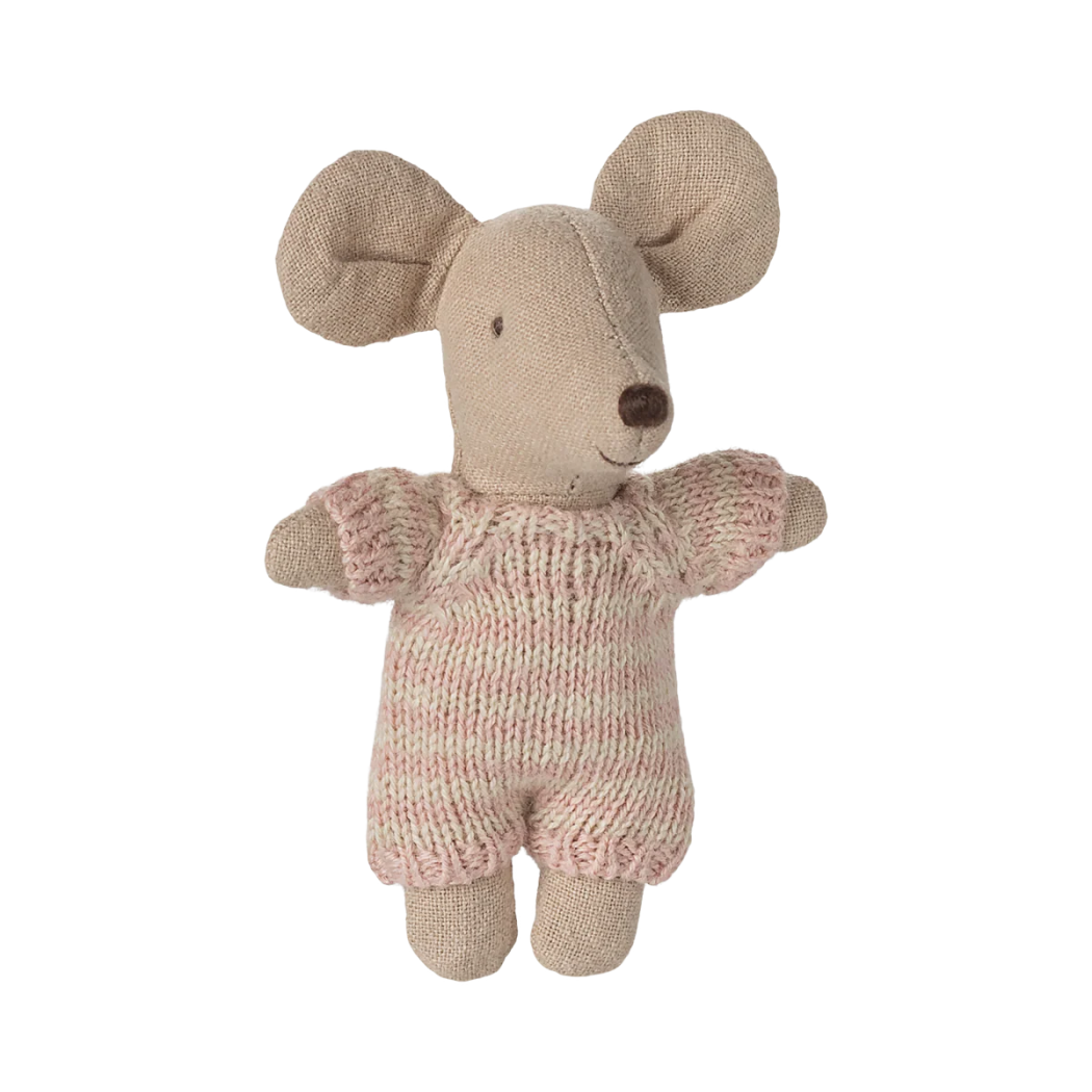 Myszka Dzidziuś w Różowym Nosidełku - Niemowlę w Gondoli - Baby Mouse - Maileg