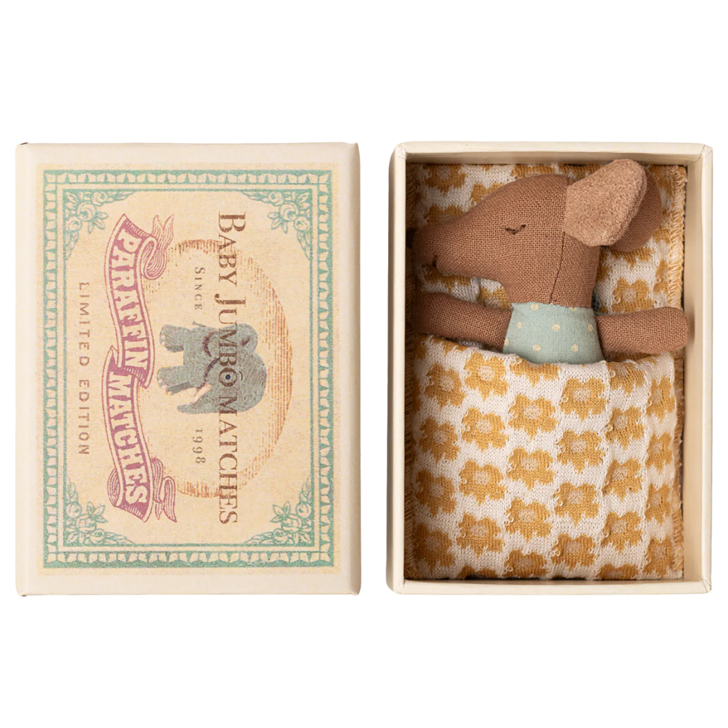 Myszka Dzidziuś Chłopiec w Pudełku od Zapałek - Sleepy Wakey - Baby Mouse - Maileg