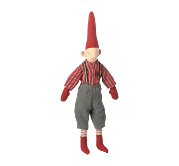 Krasnoludek Pixy w Czerwonej Koszuli - Chłopiec - 31 cm - Rozmiar nr 2 - Dekoracja Bożonarodzeniowa - Maileg