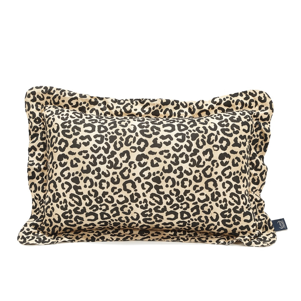 Leopard Cream - Bawełniana Poduszka do Spania XL z Falbaną - 50x70 cm - by Magdalena Lamparska - La Millou