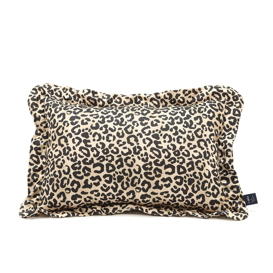 Leopard Cream - Poduszka do Spania Bamboo XL z Falbaną - 50x70 cm - by Magdalena Lamparska - La Millou
