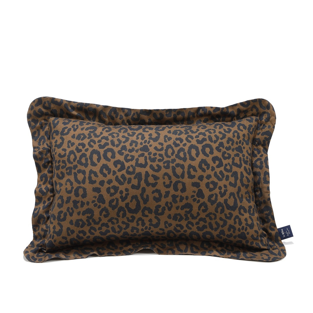 Leopard Choco - Poduszka do Spania Bamboo XL z Falbaną - 50x70 cm - by Magdalena Lamparska - La Millou