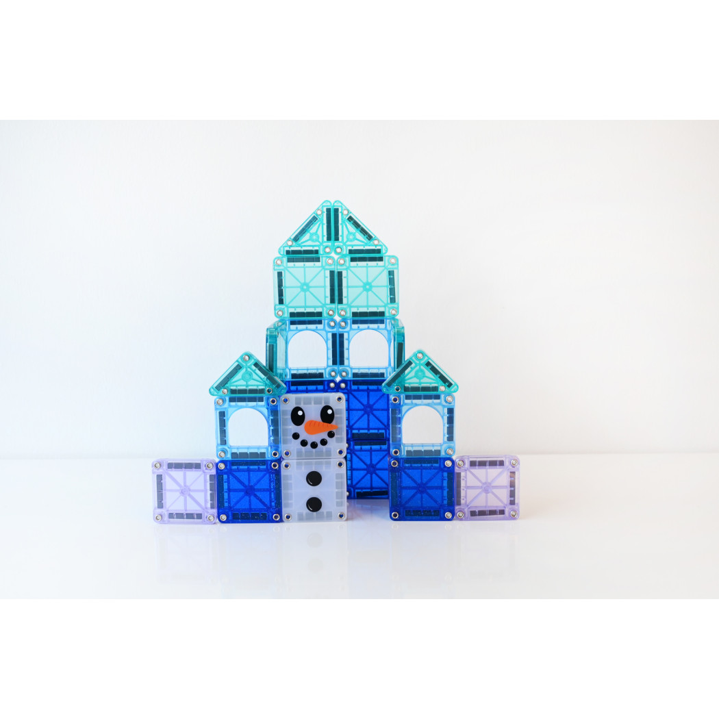 Winter Wonder - Podróżne Klocki Magnetyczne 26 elementów w Metalowym Pudełku - Travel Set - Magna-Tiles