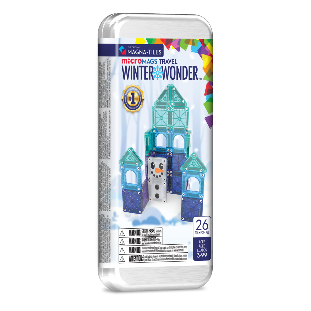 Winter Wonder - Podróżne Klocki Magnetyczne 26 elementów w Metalowym Pudełku - Travel Set - Magna-Tiles