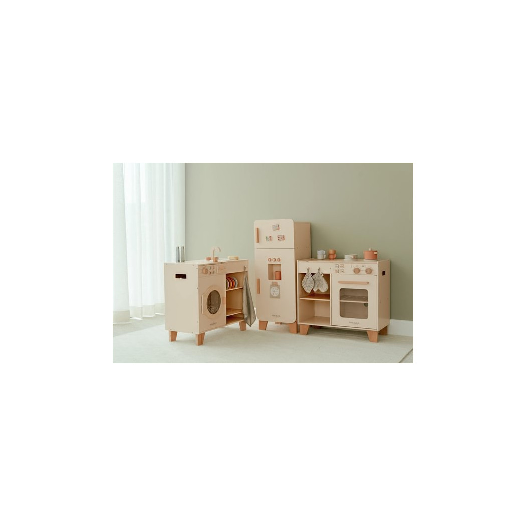 Lodówka z Kostkarką - Duża Zabawka Drewniana - Odgrywanie Ról - Produkty Spożywcze - Little Dutch