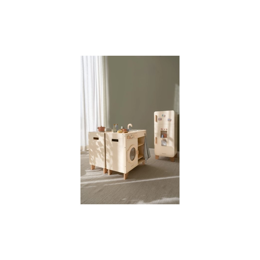 Lodówka z Kostkarką - Duża Zabawka Drewniana - Odgrywanie Ról - Produkty Spożywcze - Little Dutch