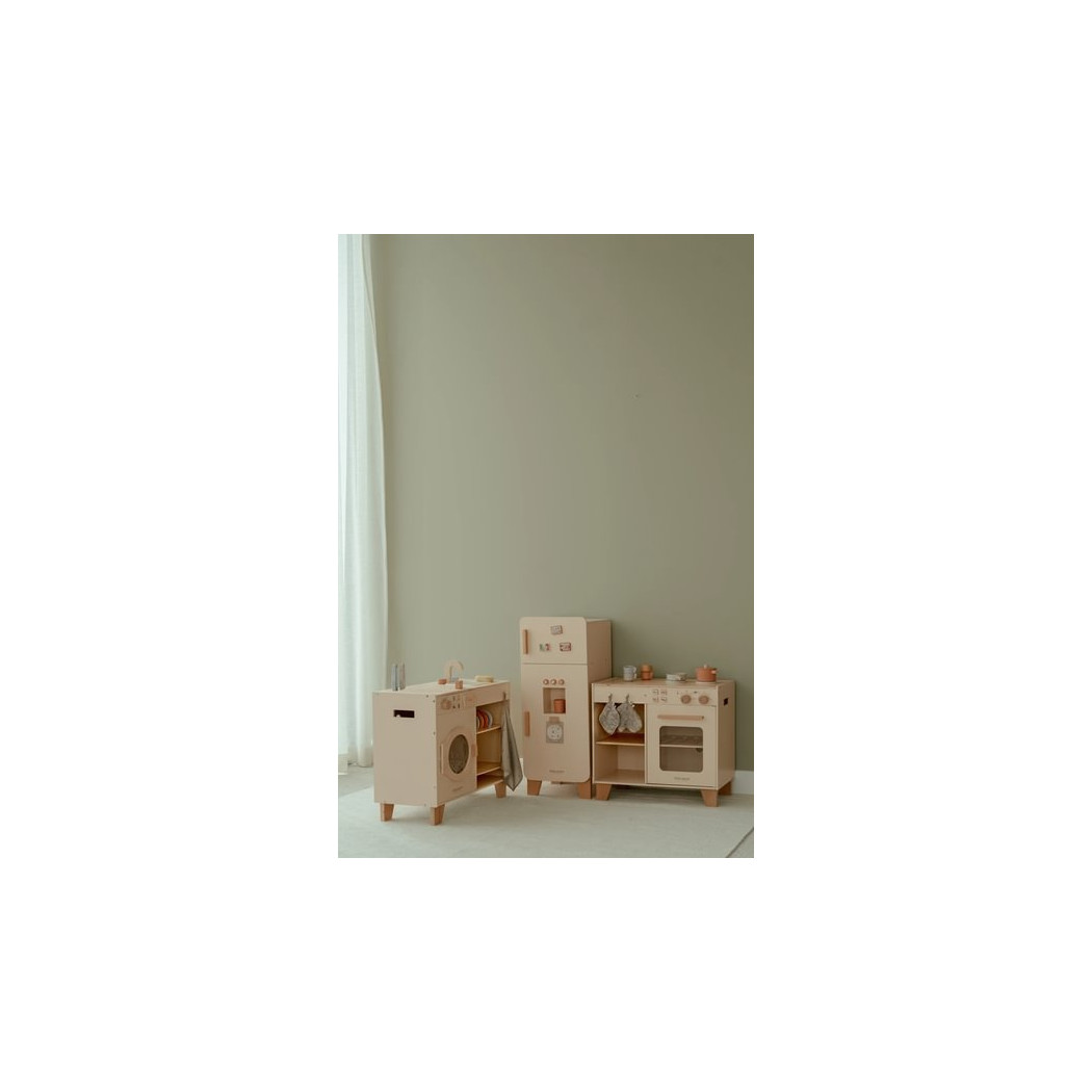 Lodówka z Kostkarką - Duża Zabawka Drewniana - Odgrywanie Ról - Produkty Spożywcze - Little Dutch