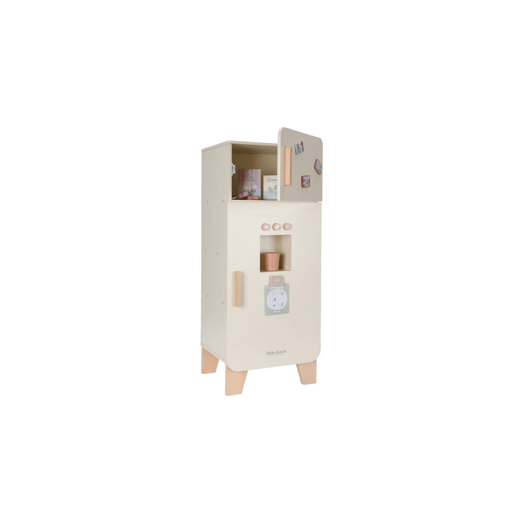 Lodówka z Kostkarką - Duża Zabawka Drewniana - Odgrywanie Ról - Produkty Spożywcze - Little Dutch