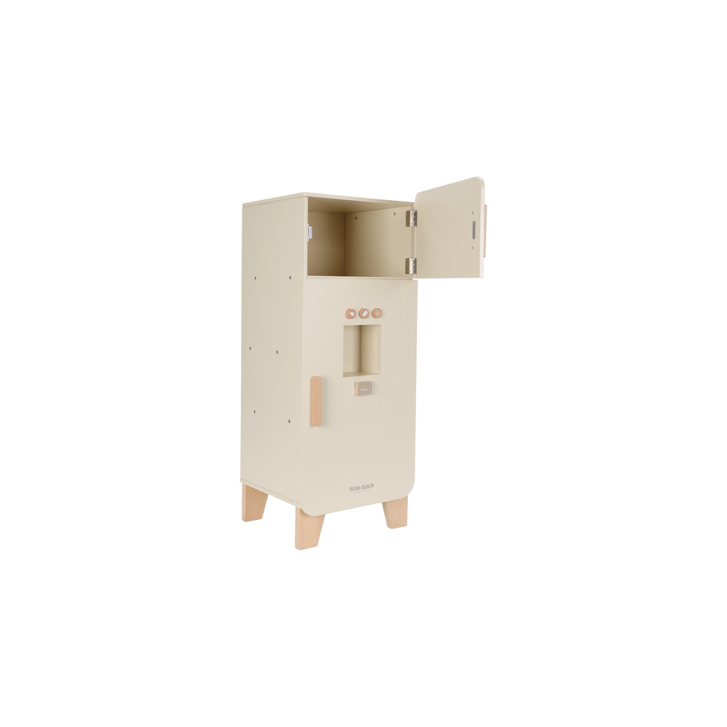 Lodówka z Kostkarką - Duża Zabawka Drewniana - Odgrywanie Ról - Produkty Spożywcze - Little Dutch