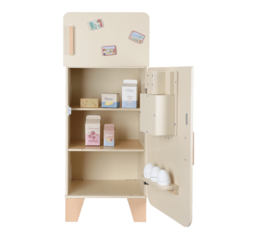 Lodówka z Kostkarką - Duża Zabawka Drewniana - Odgrywanie Ról - Produkty Spożywcze - Little Dutch