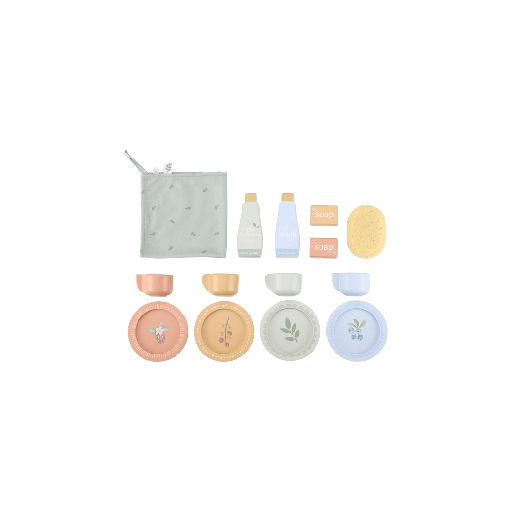 Pralka i Zlew - Duża Zabawka Drewniana - Odgrywanie Ról - Naczynia i Detergenty - Little Dutch