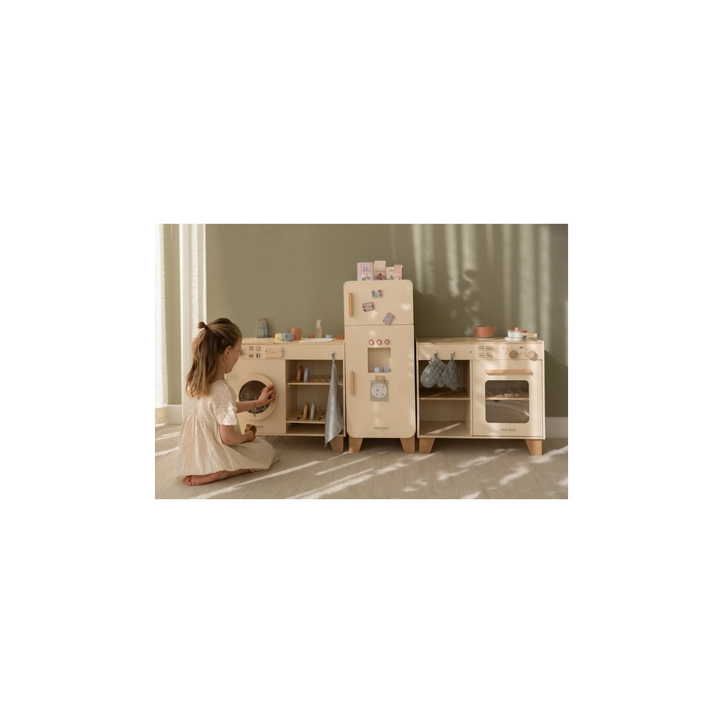 Pralka i Zlew - Duża Zabawka Drewniana - Odgrywanie Ról - Naczynia i Detergenty - Little Dutch