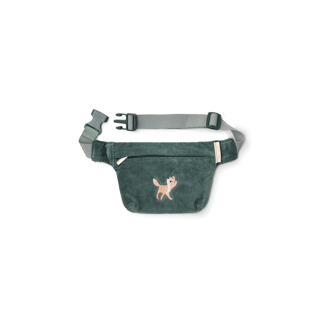 Balsam Green - Lisek - Zielona Saszetka Sztruksowa z Haftem dla Dzieci - Nerka - Little Dutch