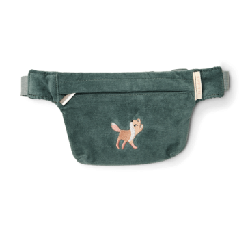 Balsam Green - Lisek - Zielona Saszetka Sztruksowa z Haftem dla Dzieci - Nerka - Little Dutch