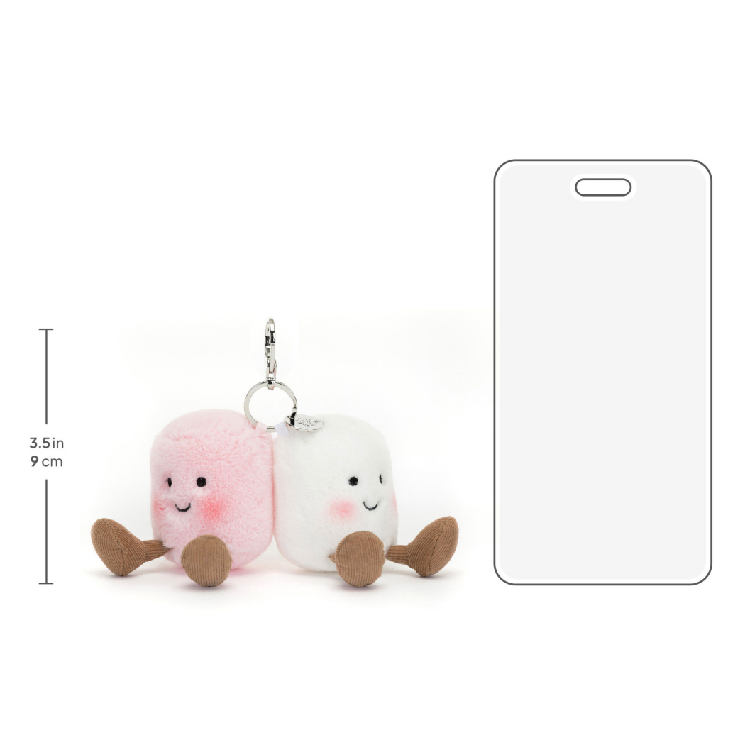 Breloczek Para Pianek - Wesołe Pianki Marshmallows - 15 cm - Pluszowa Ozdoba Maskotka Zawieszka - JellyCat
