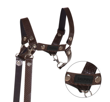 Brązowy z Ekoskóry - Kantar/Wodze dla Hobby Horse / Konika na Kiju na Patyku - Skippi
