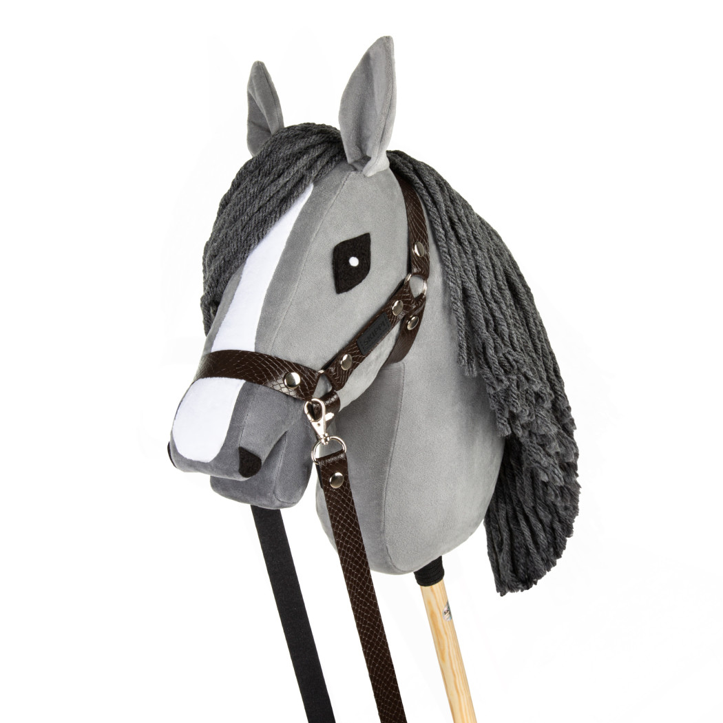 Brązowy z Ekoskóry - Kantar/Wodze dla Hobby Horse / Konika na Kiju na Patyku - Skippi