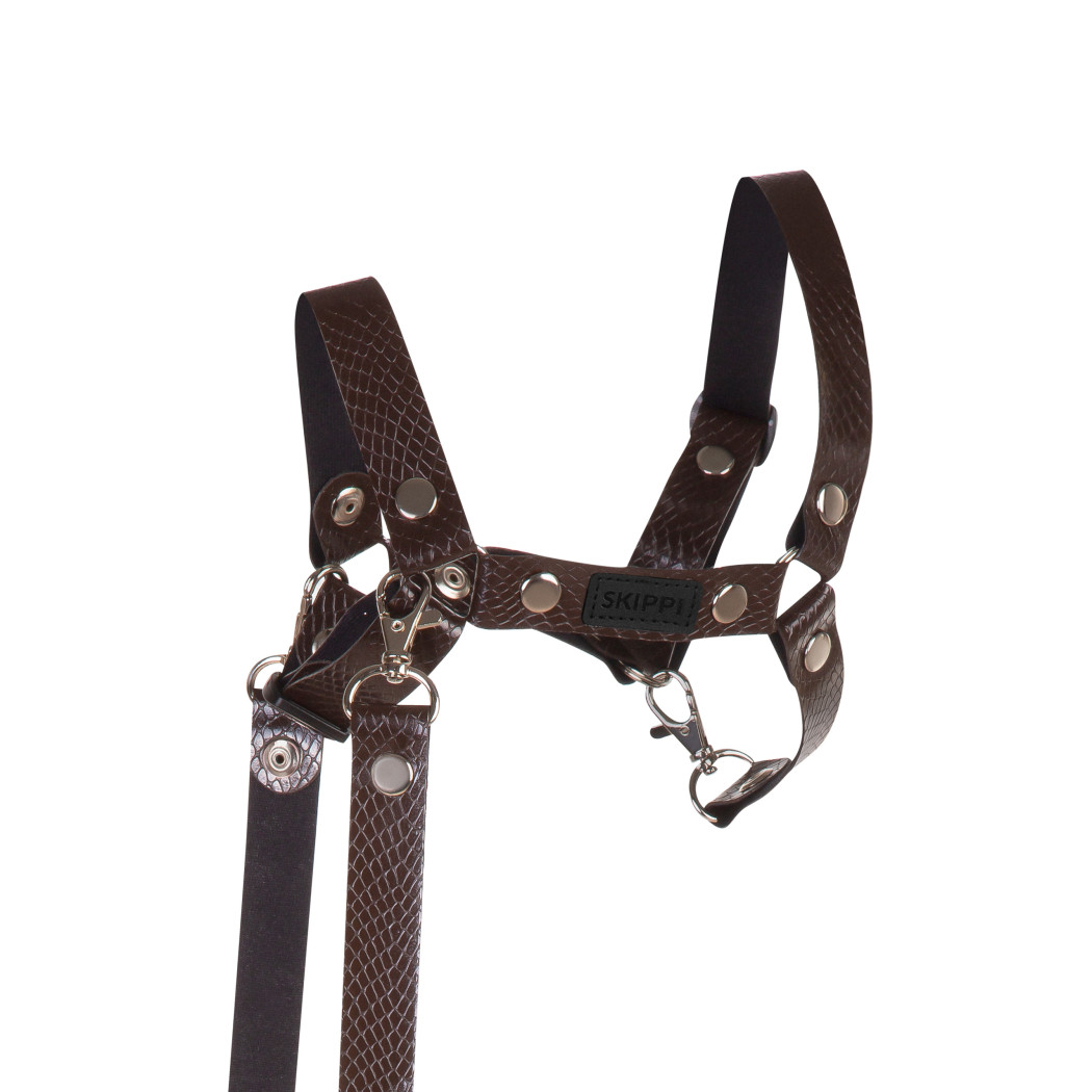 Brązowy z Ekoskóry - Kantar/Wodze dla Hobby Horse / Konika na Kiju na Patyku - Skippi