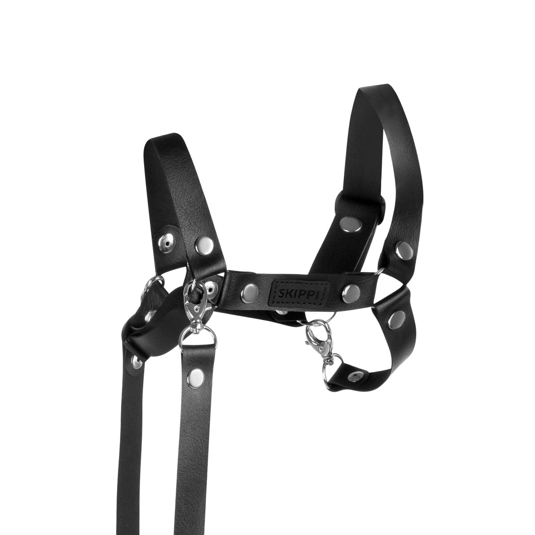 Czarny z Ekoskóry - Kantar/Wodze dla Hobby Horse / Konika na Kiju na Patyku - Skippi