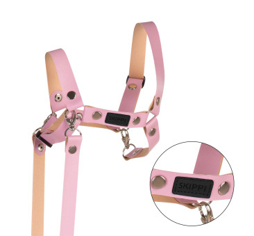 Różowy z Ekoskóry - Kantar/Wodze dla Hobby Horse / Konika na Kiju na Patyku - Skippi