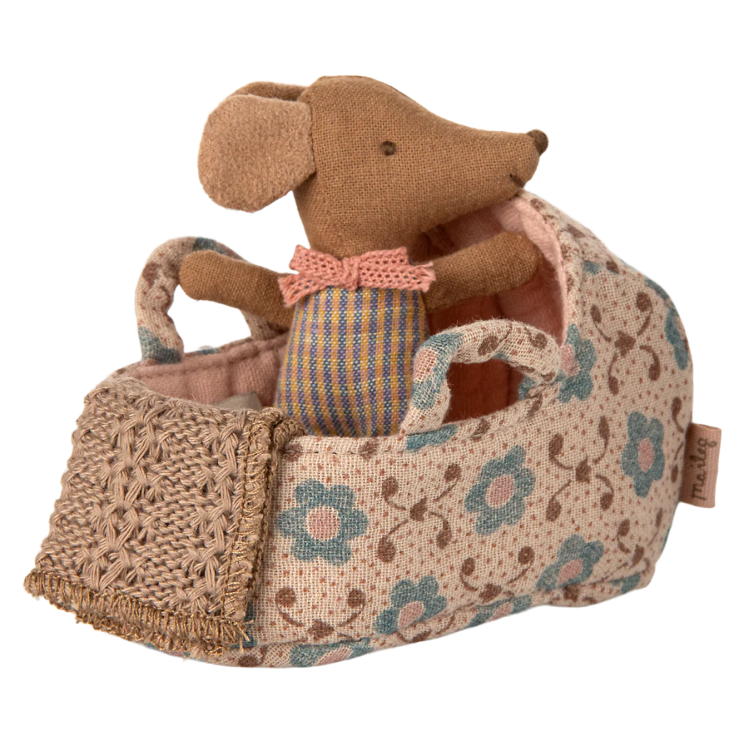 Różowe Nosidełko dla Myszek - Gondolka - Baby Mouse - Maileg