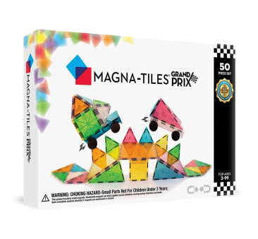 Grand Prix Frost - Zestaw z Podwoziami do Autek - Klocki Magnetyczne 50 elementów - Magna-Tiles