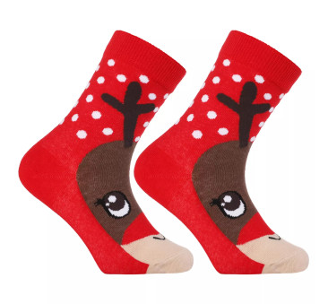 Renifery - Świąteczne Skarpetki z Głową Renifera na Palcach - rozmiar 35-38 - MORAJ