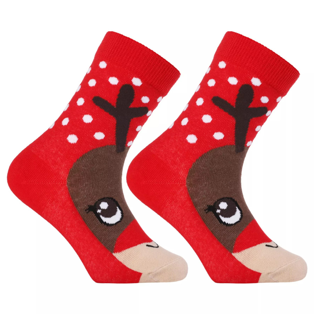 Renifery - Świąteczne Skarpetki z Głową Renifera na Palcach - rozmiar 35-38 - MORAJ