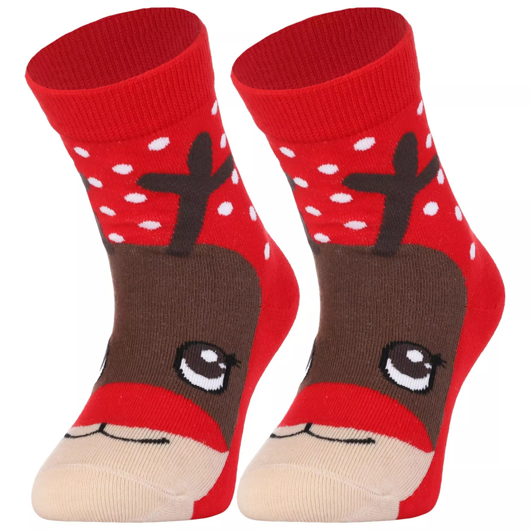 Renifery - Świąteczne Skarpetki z Głową Renifera na Palcach - rozmiar 35-38 - MORAJ