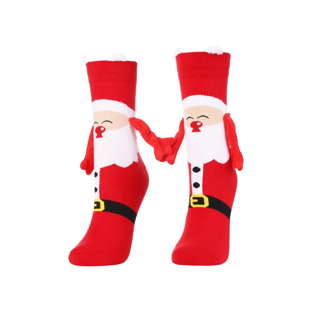 Święty Mikołaj - Zabawne Skarpetki Świąteczne z Rączkami z Magnesami - 39-44 - Ozdobne Opakowanie - Moraj