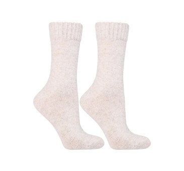 Beżowe - 35-38 - Ciepłe Skarpety z Wełną oraz z Wełną z Alpaki - Moraj