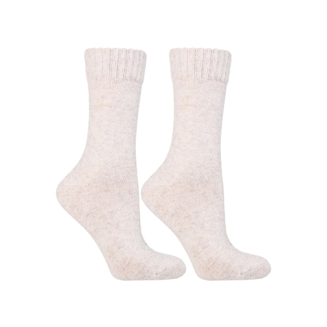 Beżowe - 35-38 - Ciepłe Skarpety z Wełną oraz z Wełną z Alpaki - Moraj