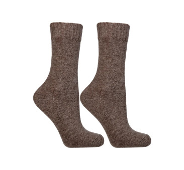 Brązowe - 38-41 - Ciepłe Skarpety z Wełną oraz z Wełną z Alpaki - Moraj