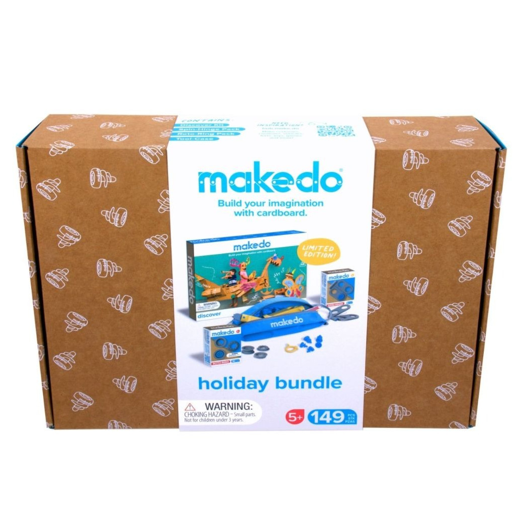 Pakiet Makedo 149 elementów - Zestaw Narzędzi do Konstruowania wraz z Zawiasami i Saszetką - Makedo