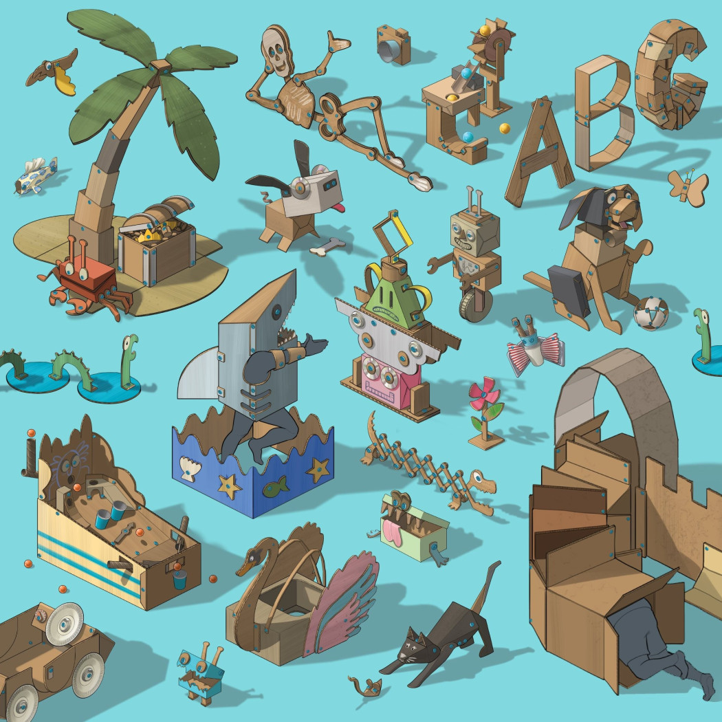 Pakiet Makedo 149 elementów - Zestaw Narzędzi do Konstruowania wraz z Zawiasami i Saszetką - Makedo