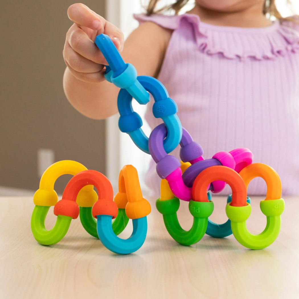 Plip Links - 20 Półokrągłych Silikonowych Klocków z Połączeniami Kulkowymi - Fat Brain Toys