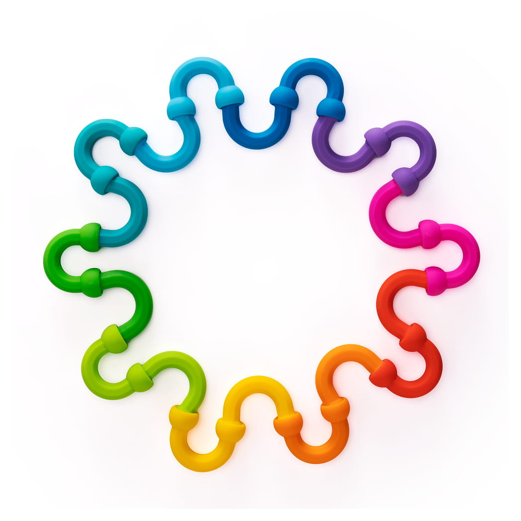 Plip Links - 20 Półokrągłych Silikonowych Klocków z Połączeniami Kulkowymi - Fat Brain Toys