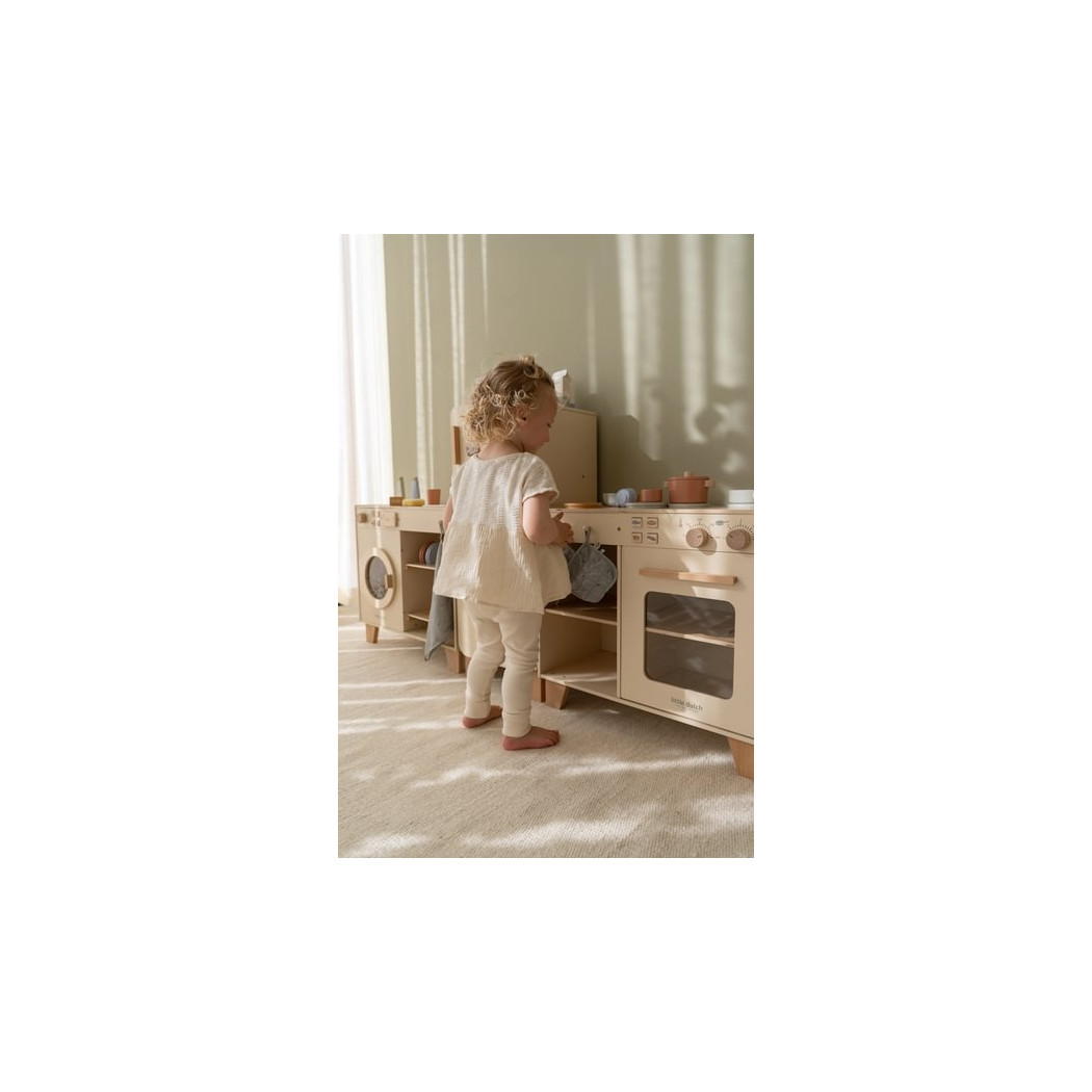 Kuchnia z Piekarnikiem i Palnikami - Duża Zabawka Drewniana - Odgrywanie Ról - Garnki i Łapki - Little Dutch