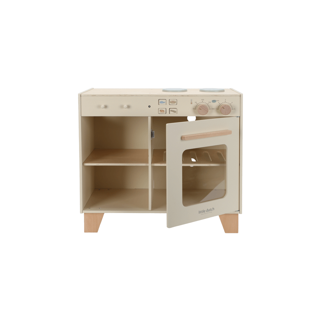 Kuchnia z Piekarnikiem i Palnikami - Duża Zabawka Drewniana - Odgrywanie Ról - Garnki i Łapki - Little Dutch