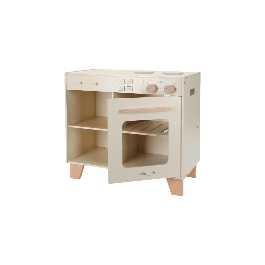 Kuchnia z Piekarnikiem i Palnikami - Duża Zabawka Drewniana - Odgrywanie Ról - Garnki i Łapki - Little Dutch