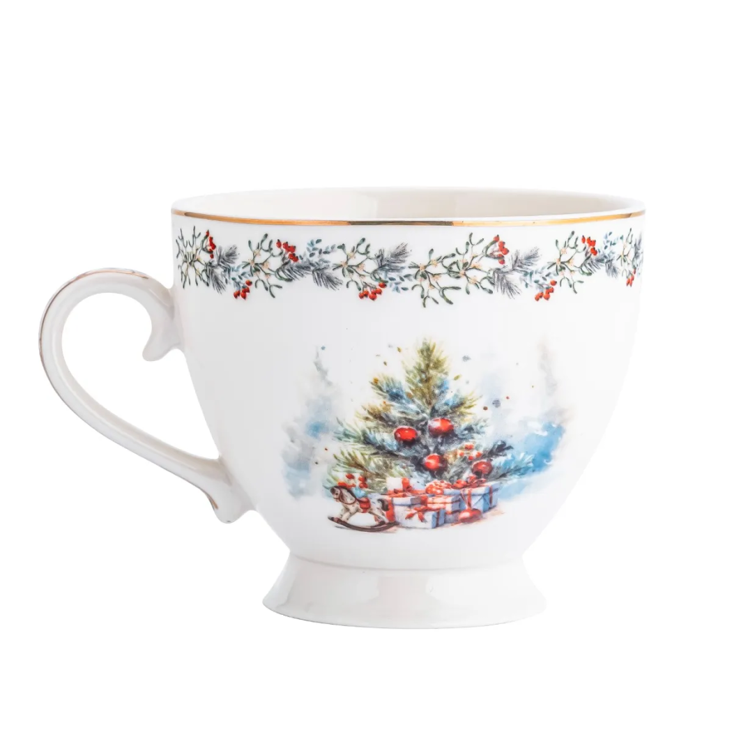 Magia Świąt - Duża Filiżanka - Świąteczny Kubek Porcelanowy 400 ml - do Kawy i Herbaty - Altom Design