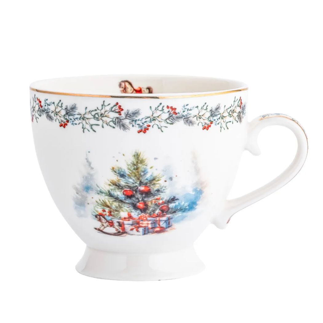 Magia Świąt - Duża Filiżanka - Świąteczny Kubek Porcelanowy 400 ml - do Kawy i Herbaty - Altom Design