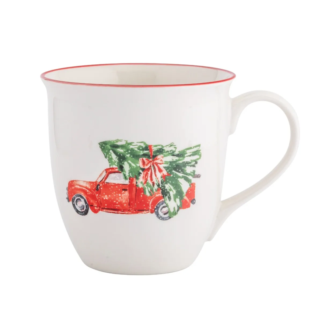 Świąteczny Samochód - Duży Świąteczny Kubek Porcelanowy Baryłka 630 ml - Altom Design