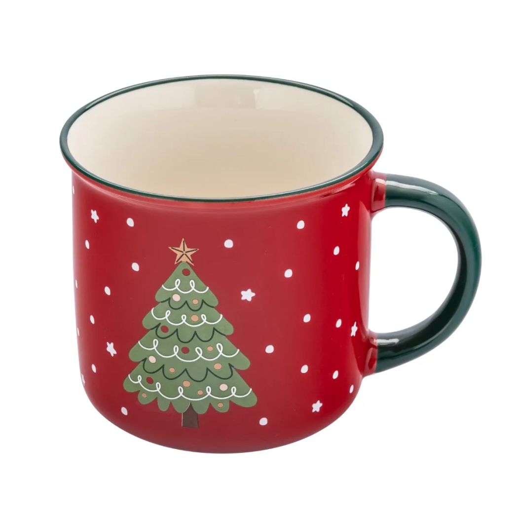 Choinka - Czerwony Świąteczny Kubek Porcelanowy z Choinką 400 ml - Altom Design